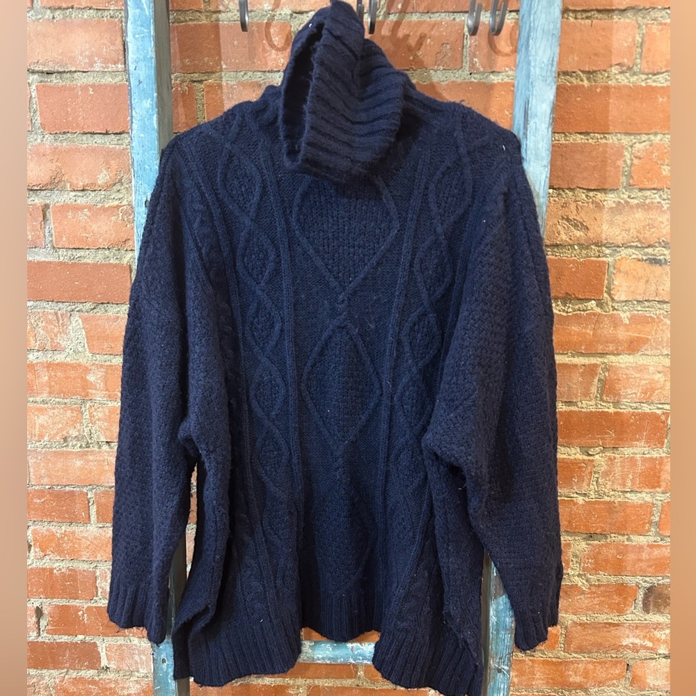 Aerie Navy Loose Turtleneck Wool Blend Sweater - Women’s M